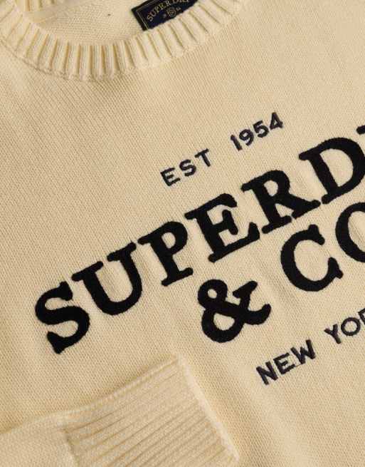 Superdry Heritage graphic jumper in ecru/navy, 5 of 6