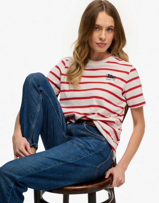 Superdry – Heritage Hamptons – T-Shirt in Rot gestreift