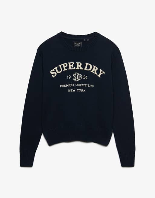 Superdry Heritage Pullover mit Grafik in Eclipse Marineblau/Ecru, 6 von 6