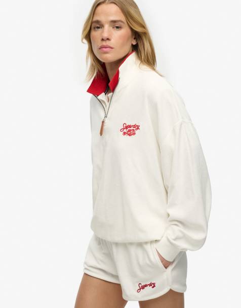 Superdry Heritage terry half zip sweatshirt in cream - view 1