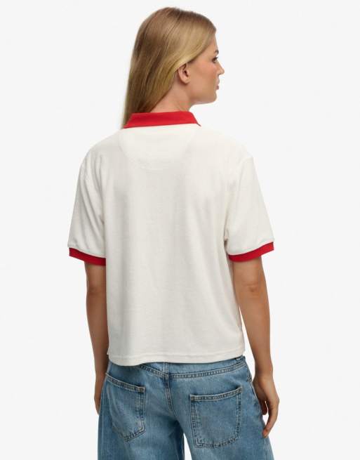 Superdry Heritage Terry Polo in Cremeweiß, 2 von 5