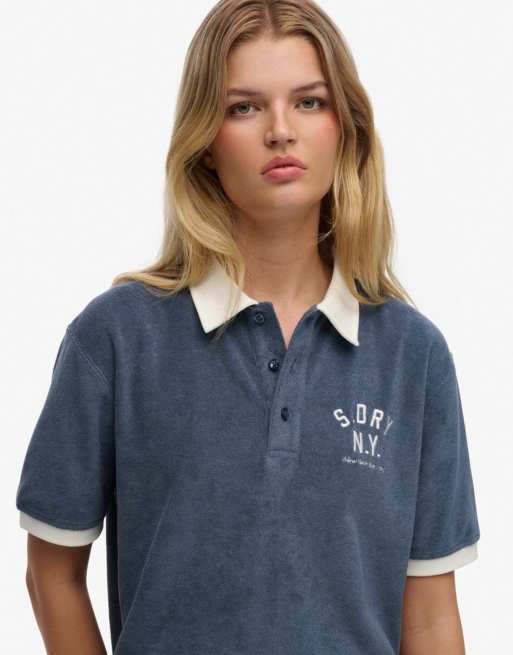 Superdry Heritage Terry Polo in Vintage Indigo, 3 von 4