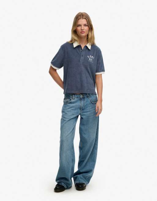 Superdry Heritage Terry Polo in Vintage Indigo, 4 von 4
