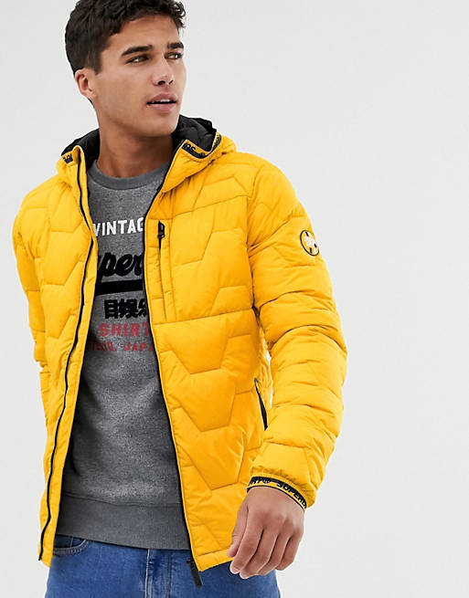 Superdry Hex quilted jacket in yellow | ASOS
