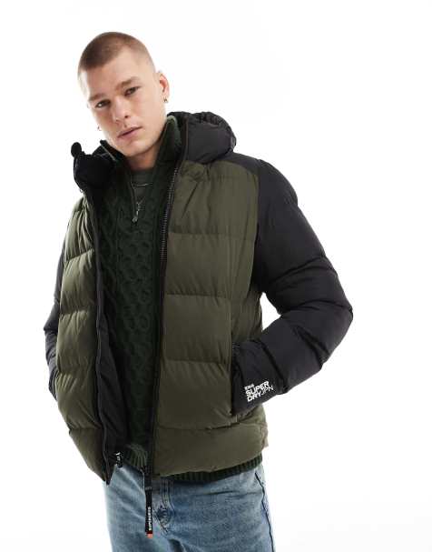 Superdry Hood colour block sport puffer in black - view 1