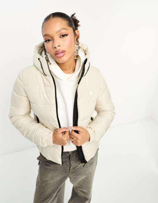 storm ASOS in | Beige hybrid jacket padded Superdry hood Pelican