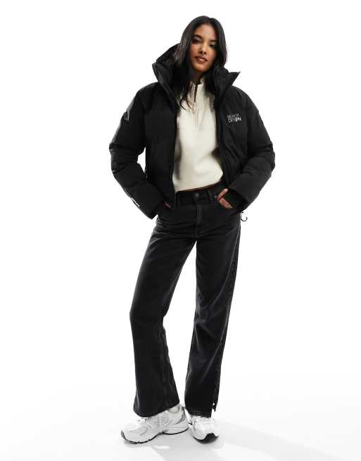 Women's - Hooded Boxy Puffer Jacket in Black