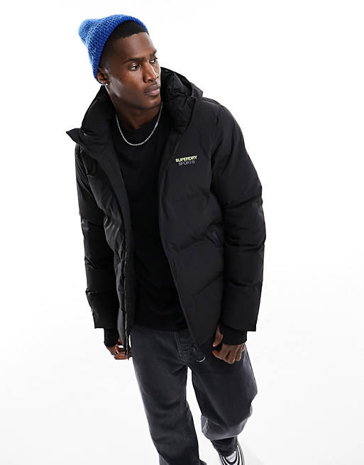Superdry jacket black ASOS | Hooded puffer in boxy