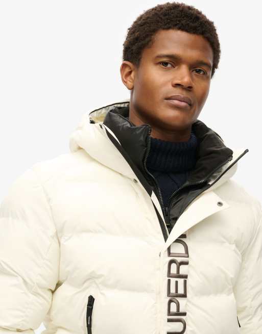 Superdry white coat on sale