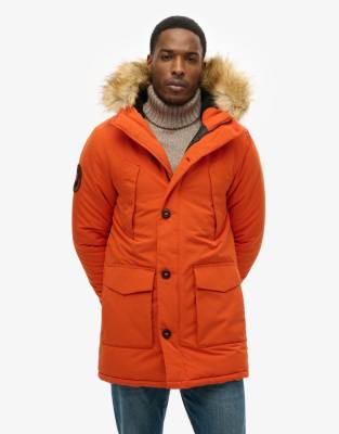 Superdry Hooded everest faux fur parka in pureed pumpkin-Orange