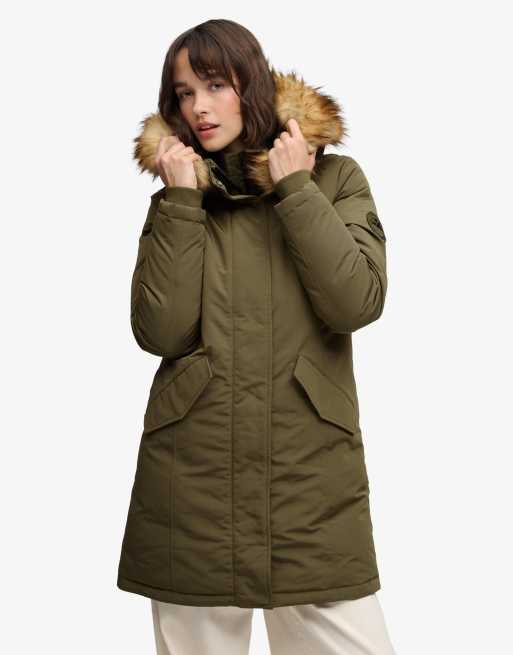 Superdry Hooded everest parka jacket in washed khaki, 2 of 6