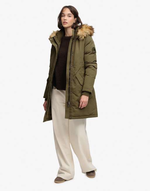 Superdry Hooded everest parka jacket in washed khaki, 4 of 6