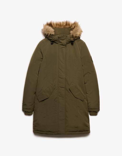 Superdry Hooded everest parka jacket in washed khaki, 6 of 6