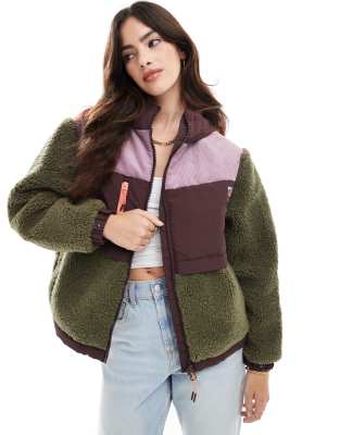 Superdry Hooded fleece jacket in burnt olive - view 1