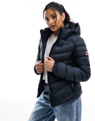 eclipse | fuji ASOS padded Hooded in jacket Superdry navy