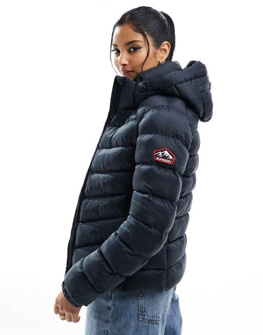 Superdry Hooded fuji padded jacket in eclipse navy