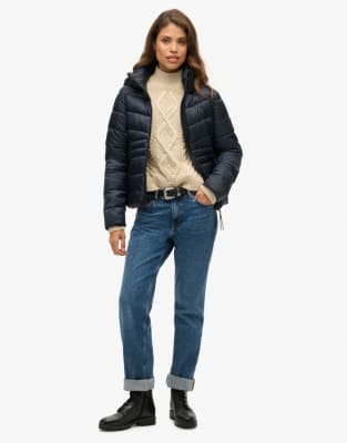 Superdry Hooded Fuji Quilted Padded Jacket In Blue