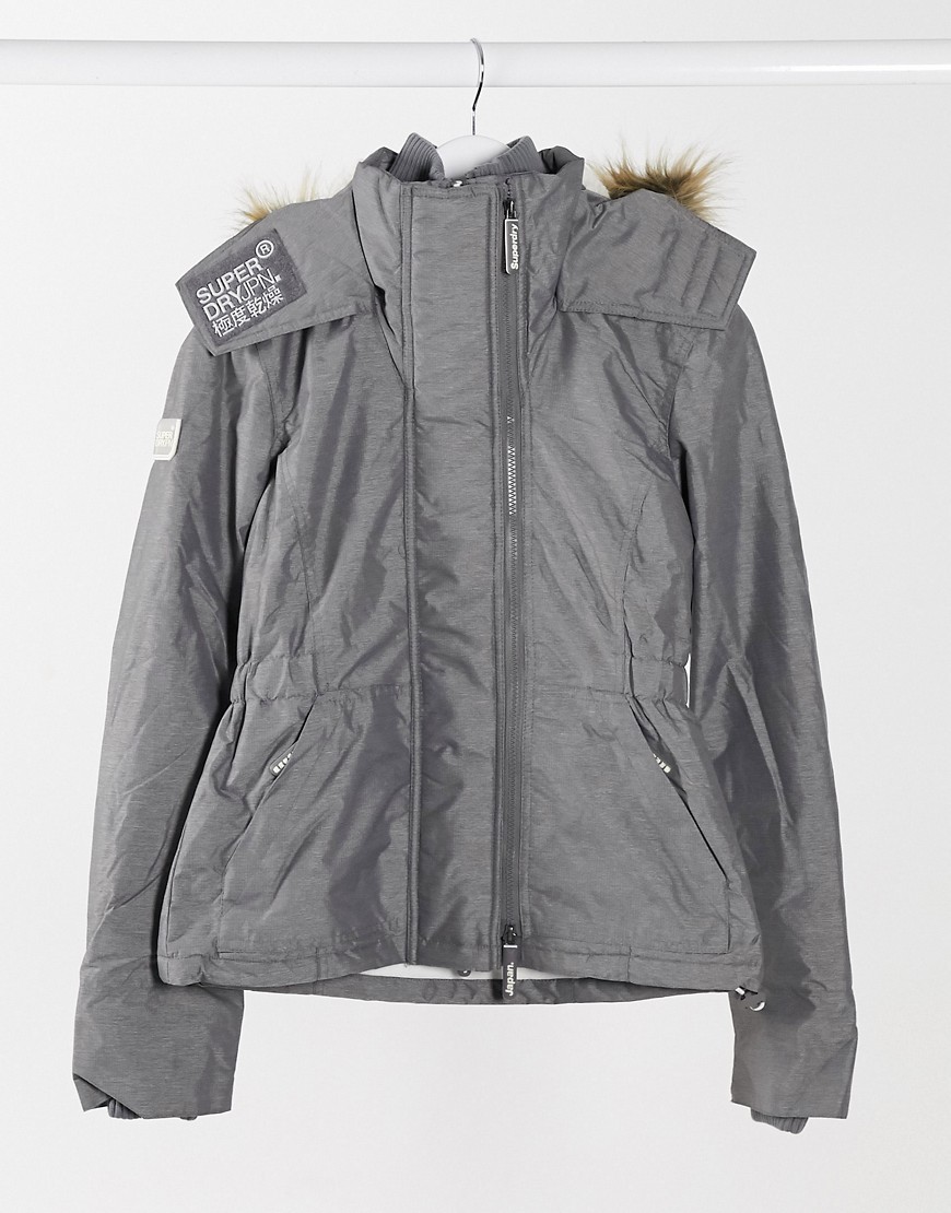 Superdry Hooded Fur Sherpa Wind Attacker Jacket in Light Gray-Grey