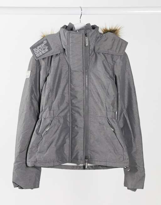 Superdry Hooded Fur Sherpa Wind Attacker Jacket in Light Gray |