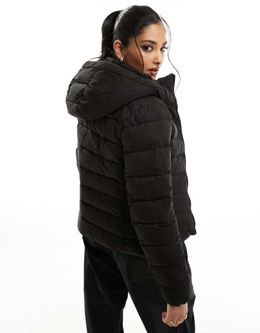 Superdry Hooded microfibre padded in ASOS jacket | black