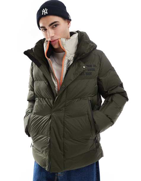 Superdry Hooded microfibre sport puffer jacket in army khaki - view 1