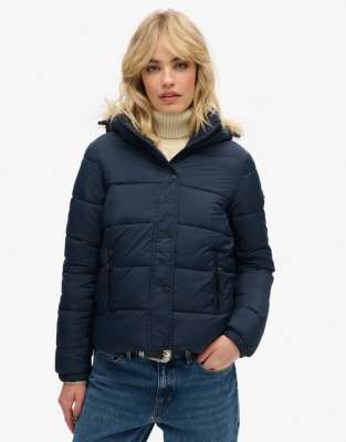 Superdry Hooded mid layer short jacket in eclipse navy