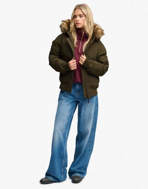 Superdry Hooded padded ma1 bomber jacket in wild khaki, 4 of 7