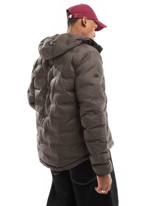 Superdry Hooded quilted puffer coat in after dark brown