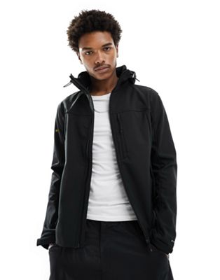 Superdry Hooded soft shell trekker jacket in black