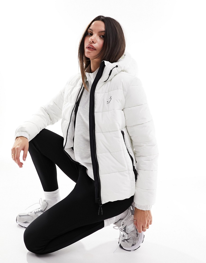 Superdry hooded spirit sports puffer jacket in white