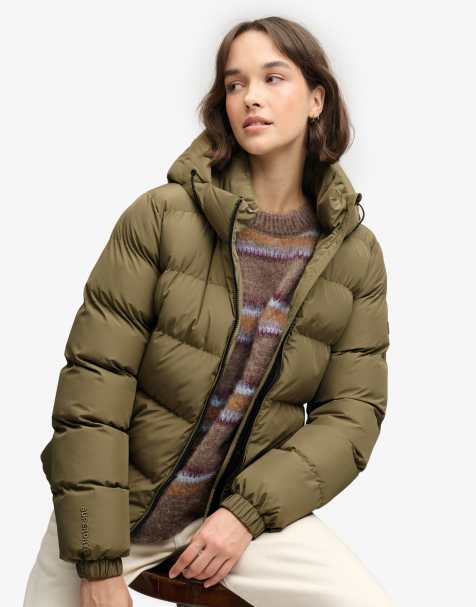 Superdry Hooded sports puffer jacket in khaki - view 1
