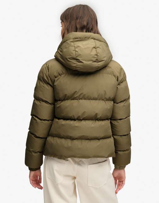 Superdry Hooded sports puffer jacket in khaki, 5 of 7