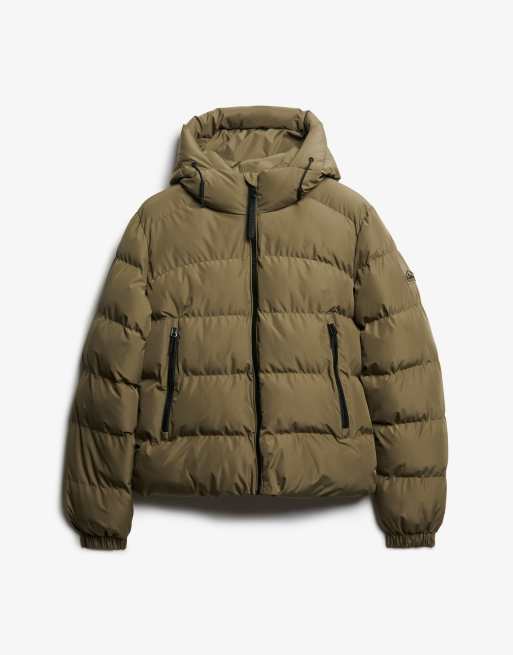 Superdry Hooded sports puffer jacket in khaki, 7 of 7
