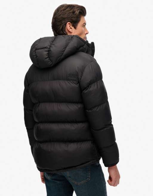 Superdry Hooded tech padded jacket in black