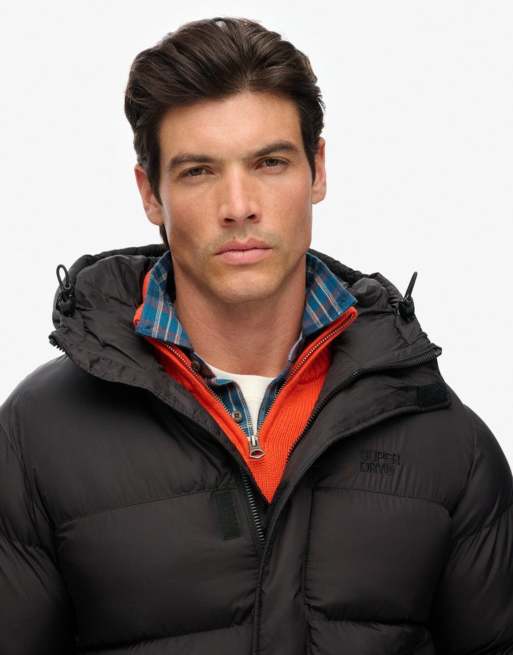 Superdry Hooded tech padded jacket in black