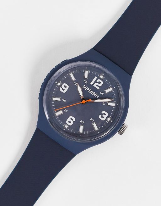 Superdry - Horloge met siliconen bandje in marineblauw