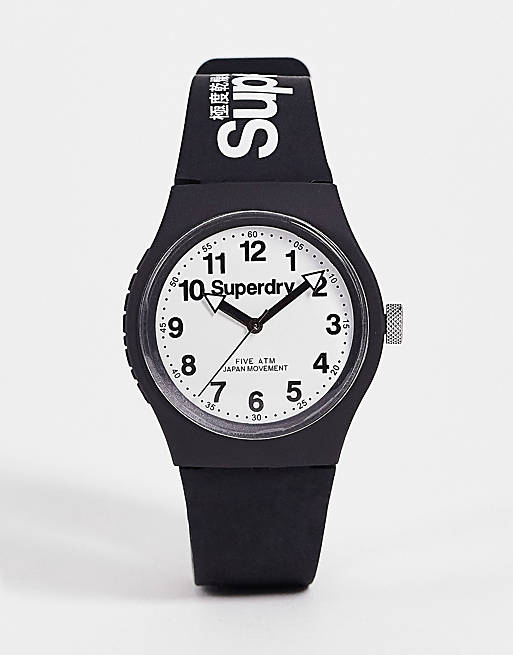 Feat Afwijken Hechting Superdry - Horloge met siliconen bandje in zwart en wit | ASOS