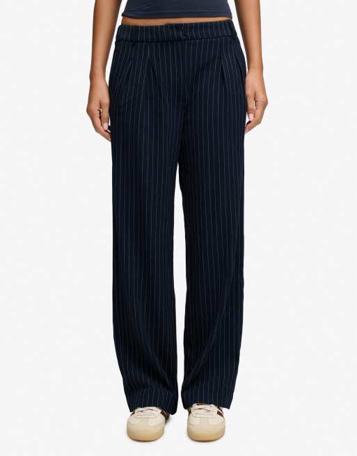 Superdry – Hose in Marineblau mit Nadelstreifen und mittelhohem Bund, 4 von 5