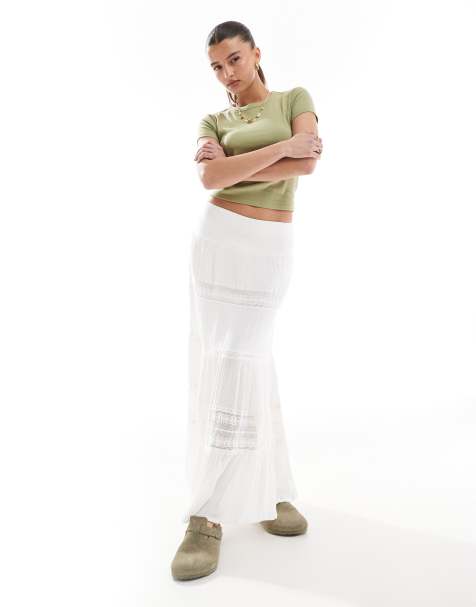 Superdry Ibiza maxi skirt in off white