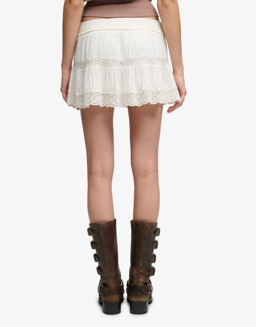 Superdry Ibiza mini skirt in off white, 3 of 6