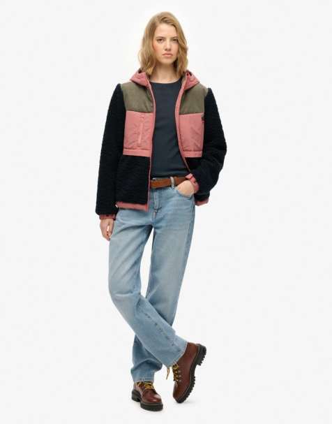 Superdry – Jacke aus Fleece in Eclipse-Marineblau mit Kapuze - view 1