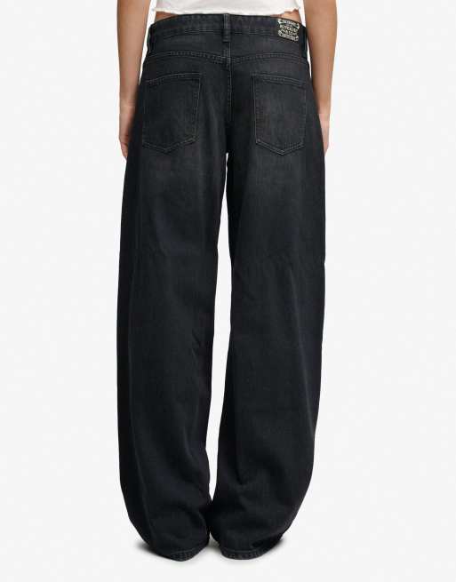 Superdry jean baggy taille mi-haute délavé noir vintage, 2 de 5