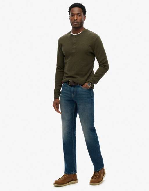 Superdry - Jean droit - Indigo vintage délavé