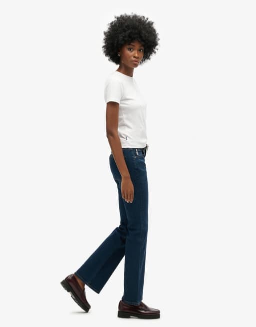 Superdry jean slim évasé taille mi-haute Vintage bleu délavé moyen, 1 de 5