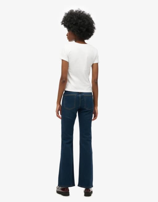 Superdry jean slim évasé taille mi-haute Vintage bleu délavé moyen, 4 de 5