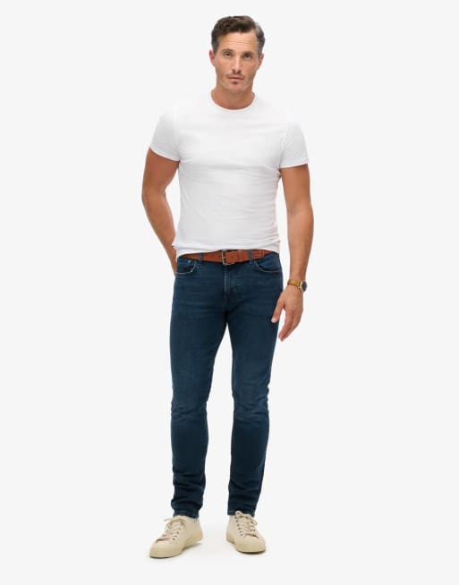 Superdry - Jean slim vintage en coton - Encre effet usé