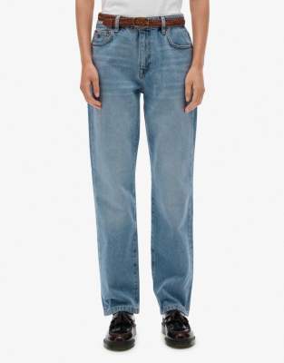 Superdry - Jeans aus Baumwolle in Mittelblau mit mittelhohem Bund und geradem Schnitt