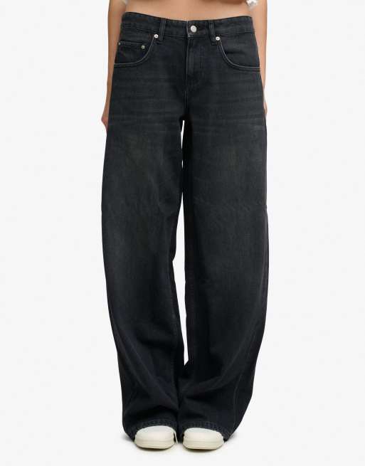 Superdry Jeans mit mittlerer Leibhöhe und weitem Schnitt in verwaschenem Schwarz, 3 von 5