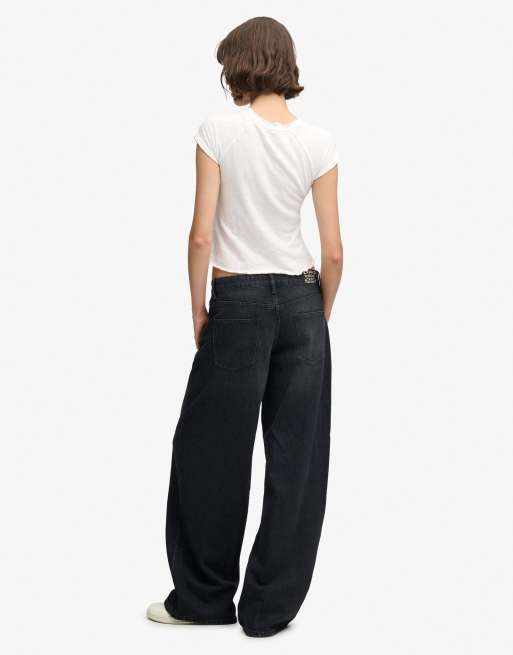Superdry Jeans mit mittlerer Leibhöhe und weitem Schnitt in verwaschenem Schwarz, 5 von 5