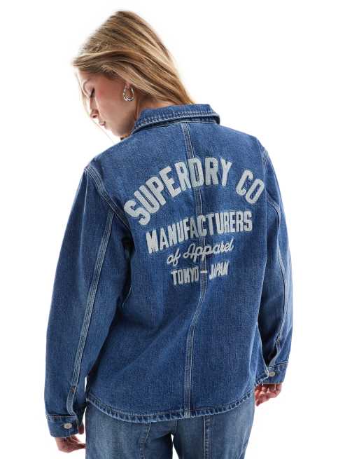 Superdry – Jeansjacke in Fulton-Vintage-Blau mit Stickerei, 4 von 4